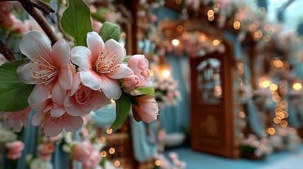 White orchid wedding mandap with lush greens high resolution picture