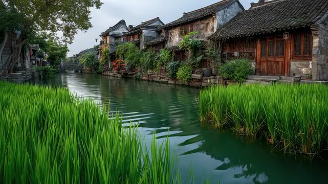 The picturesque scenery of ancient water towns in Jiangnan