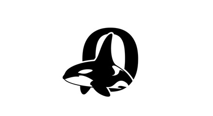 Black and White Orca Whale Logo Design © Muhammad