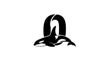Black and White Orca Whale Logo Design
