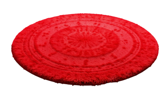 Red round carpet isolated on transparent background - Powered by Adobe