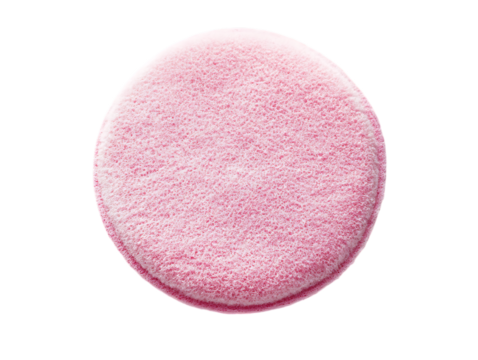 Round pink effervescent tablet dissolving in water isolated on transparent background