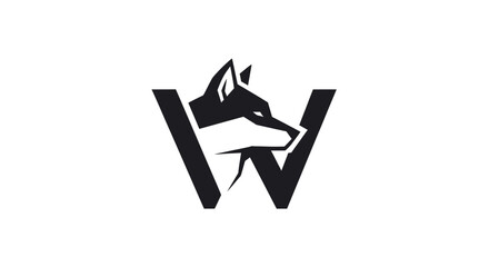Abstract Wolf Head Incorporated into Letter W Logo Design