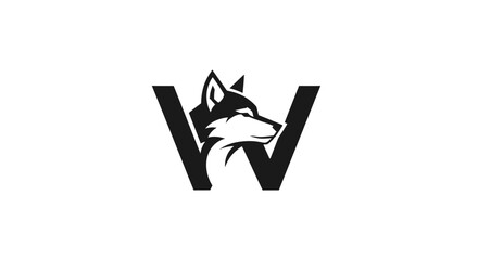 Black and White Wolf Head Logo Design