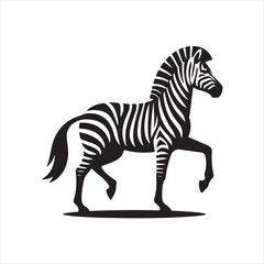 Zebra vector silhouette line art logo design concept illustration 