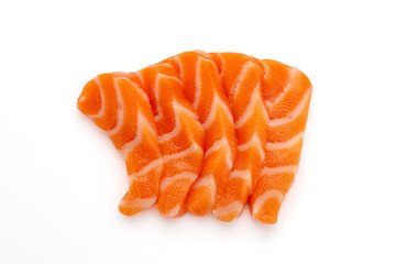 Salmon raw sashimi on white background