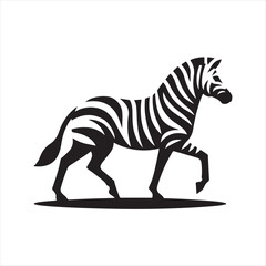 Zebra vector silhouette line art logo design concept illustration 