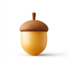 3D Round Acorn Icon with Cap for Fall Theme Designs and Illustrations