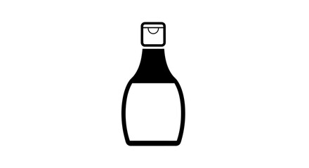 Soy Sauce Bottle Icon with Flip-Top Cap in Black and White