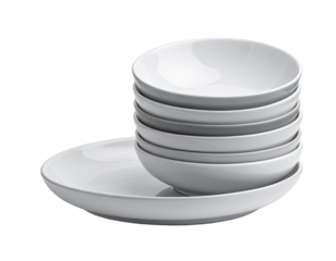 Stack of white ceramic bowls and saucers