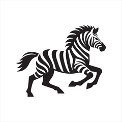 Zebra vector silhouette line art logo design concept illustration 