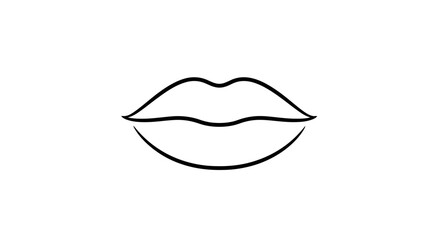 Simple Line Art Illustration of Lips with a Slight Smile