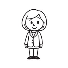 Old woman in formal clothes black and white vector illustration simple minimalist portrait design