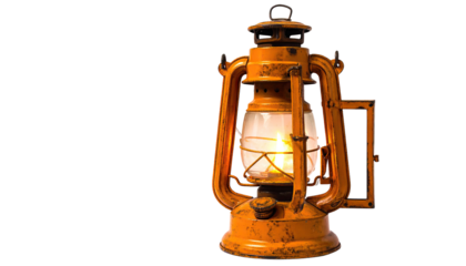 Antique kerosene lamp against black background