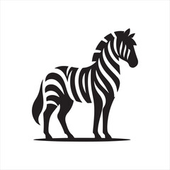 Obraz premium Zebra vector silhouette line art logo design concept illustration 