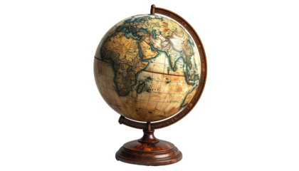 Ornate antique-style globe on a wooden stand (1)