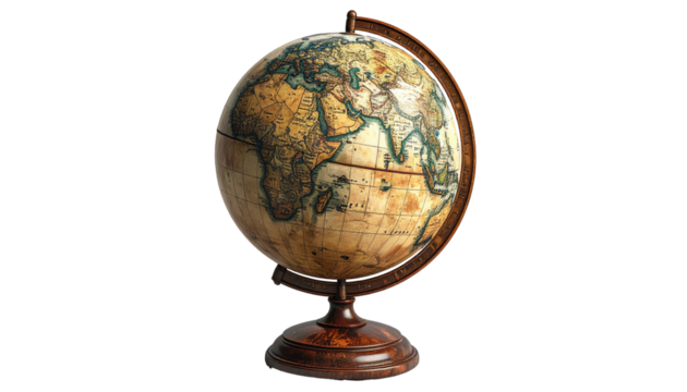 Ornate antique-style globe on a wooden stand (1)