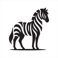 Zebra vector silhouette line art logo design concept illustration 