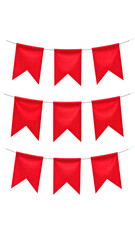 Fototapeta premium Red pennants strung in three rows
