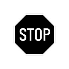 STOP black road sign