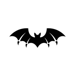 Silhouette of a Black Bat with Extended Wings