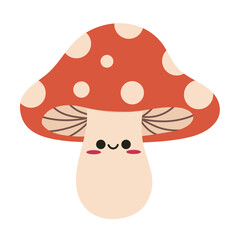Cute mushroom clipart with kawaii hand drawn style. Suitable for clip art, stickers, flat design graphic illustration for autumn party, halloween, farmers market, harvest festival, thanksgiving day, e