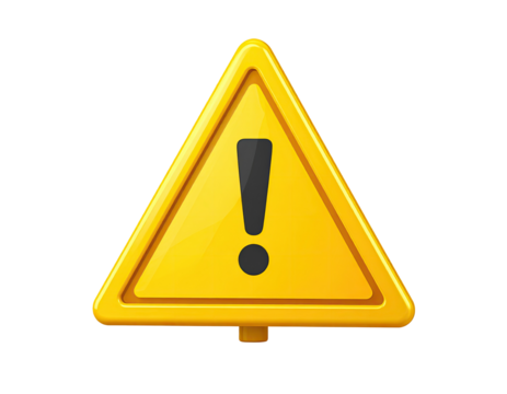 Yellow triangular warning sign