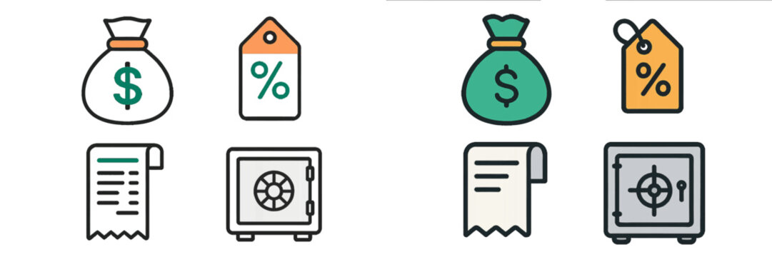Financial symbols illustrating money management, savings, and accounting practices in a modern setting