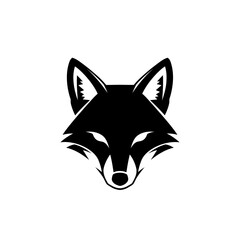 Obraz premium Black Fox Head Logo Design on White Background