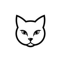 Minimalist Cat Face Outline with Sharp Eyes and Pointed Ears