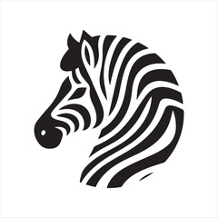 Zebra vector silhouette line art logo design concept illustration 