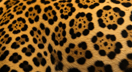 Fototapeta premium Abstract leopard print fur texture close-up vibrant orange and black animal pattern
