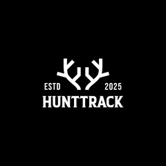 Hunt Hunting antler wild forest vintage vector logo design