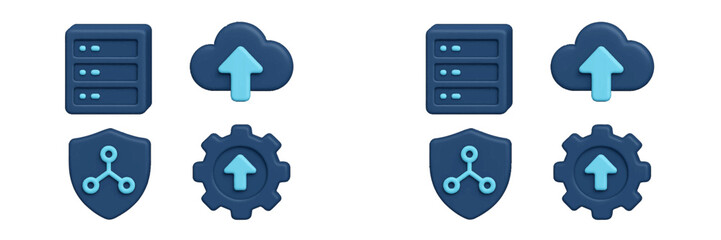 Digital icons representing cloud storage and data management in modern technology interface