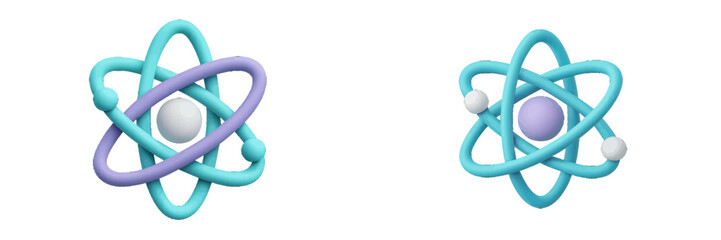 Colorful illustrations of atomic structures showcasing protons, neutrons, and electrons in a scientific context