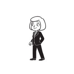 Old woman in formal clothes black and white vector illustration simple minimalist portrait design
