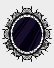 Gothic oval mirror with ornate lace frame