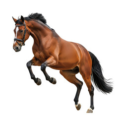 Naklejka premium Beautiful brown horse jumping isolated on transparent background