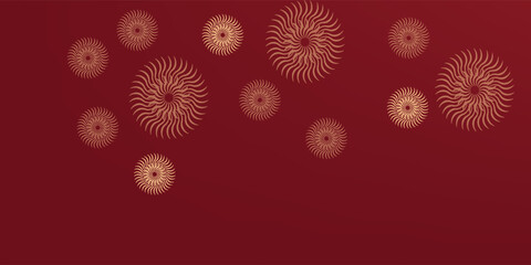 Happy New Year 2026 Banner Background. Gold Theme Red Background With Fireworks.