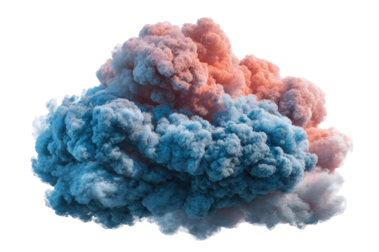 A vibrant cloud of smoke, dual-toned