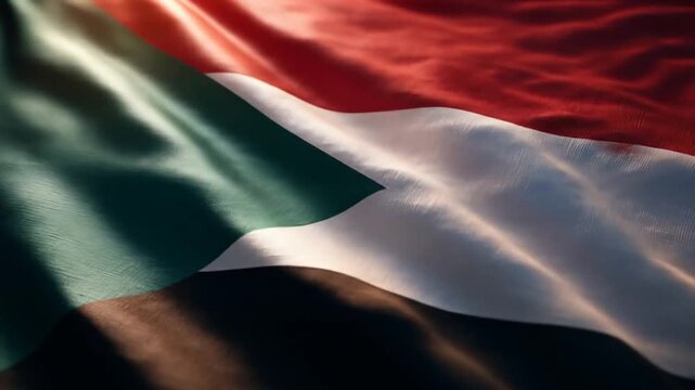 Sudan flag waving closeup