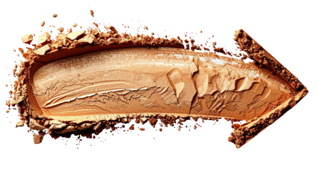 Crushed gold-toned powder swirled into an arrow shape