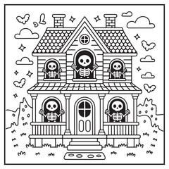 Fototapeta premium House Spooky Coloring Pages