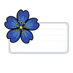 Blue Flower Label Frame with Lines for Text and Notes – Vector Illustration 