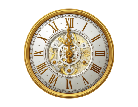 Ornate gold clock face with visible gears