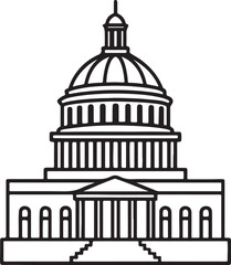 Obraz premium Washington capitol building line art, coloring book page line art drawing, vector and illustration
