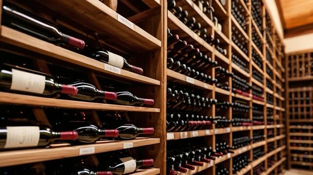A wine cellar filled with many bottles of wine, great for restaurant or winery marketing