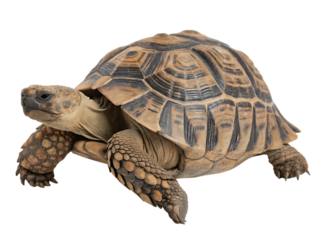 African Spurred Tortoise isolated on black background
