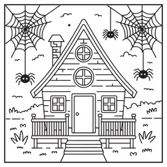 Naklejka premium House Spooky Coloring Pages