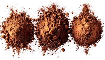 Three mounds of brown powder